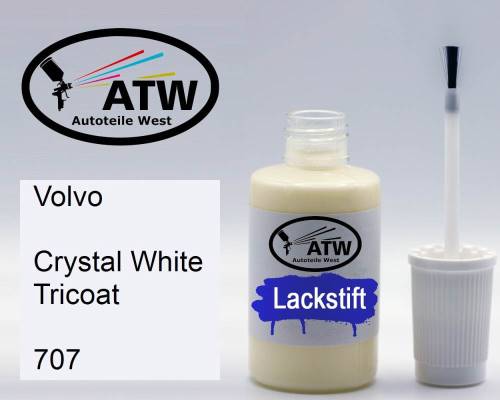 Volvo, Crystal White Tricoat, 707: 20ml Lackstift, von ATW Autoteile West.